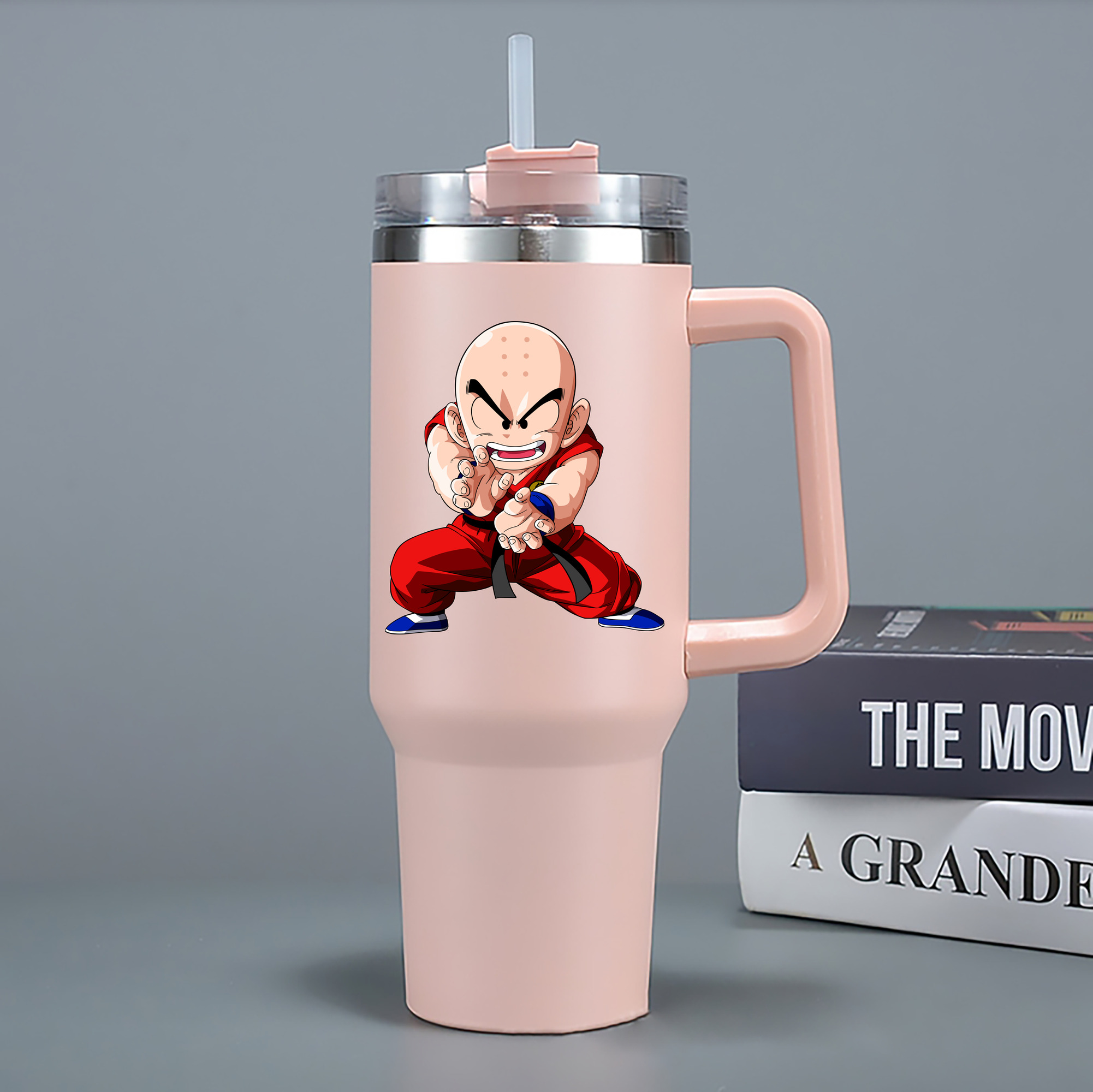 （画像用） ドラゴンボール クリリン DRAGON BALL krillin 1200mL車用タンブラー - クリスタルステッカー（プラスチックストロー付き）